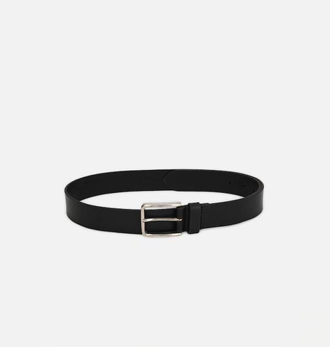 Men Black Solid Leather Belt